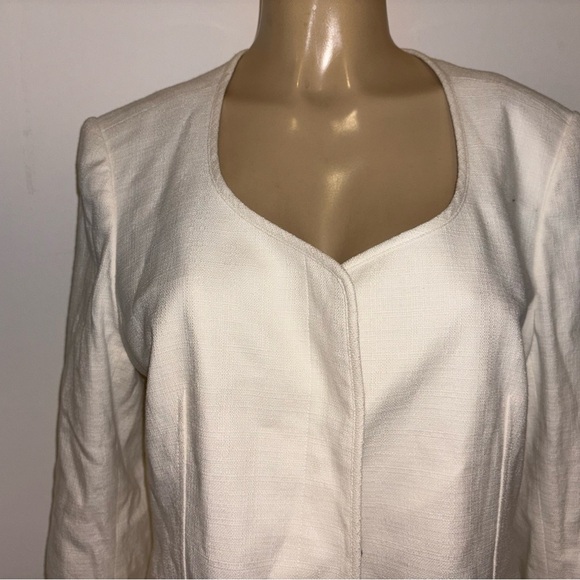 Ann Taylor Classy Ivory Cotton Blend Career Business Blazer Size 14 New - Picture 2 of 6